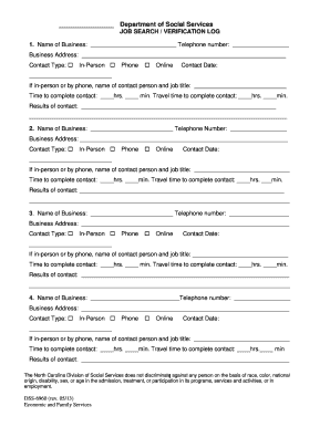 Job Search Verification Log