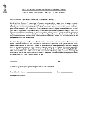 Background Investigation Disclosure and Authorization