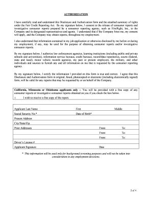 Employment Background Check Authorization Form