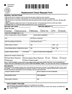 Georgia Replacement Check Request Form