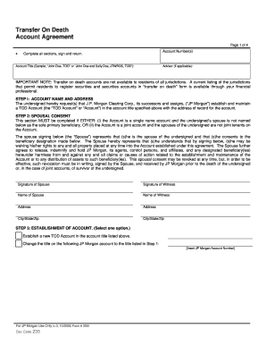 Transfer on Death Account Agreement