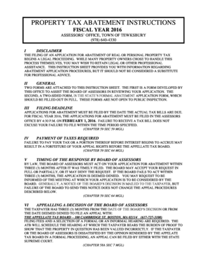 Massachusetts Property Tax Abatement Application