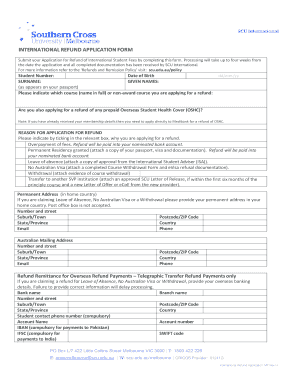 International Student Fee Refund Application Form