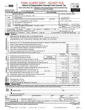 Form 990 Return of Organization Exempt From Income Tax