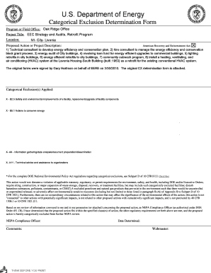 Categorical Exclusion Determination Form