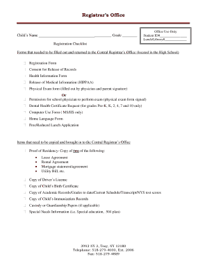 Student Registration Checklist