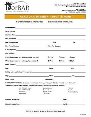 Realtor Membership Update Form