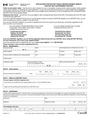 GST/HST Public Service Bodies' Rebate Application