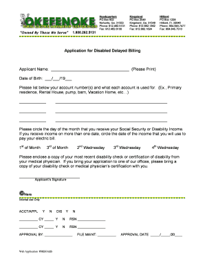 Disabled Delayed Billing Application