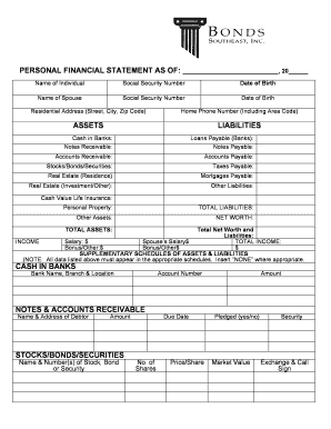 Personal Financial Statement Form