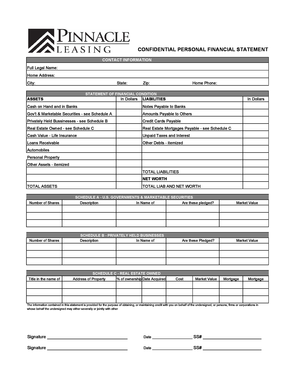 Confidential Personal Financial Statement