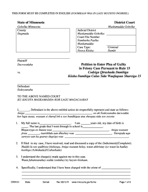 Minnesota Guilty Plea Petition