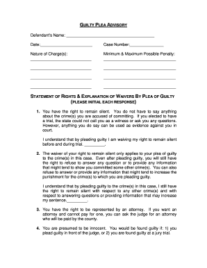Guilty Plea Advisory Form