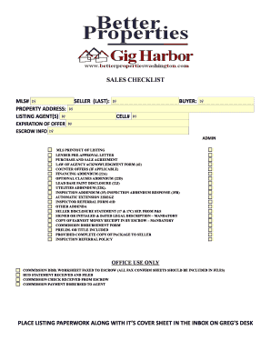 Real Estate Sales Checklist