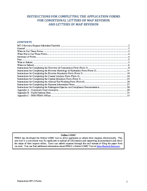 INSTRUCTIONS FOR COMPLETING THE APPLICATION FORMS FOR CONDITIONAL LETTERS OF MAP REVISION AND LETTERS OF MAP REVISION CONTENTS MT2 Revision Request Submittal Checklist - fema