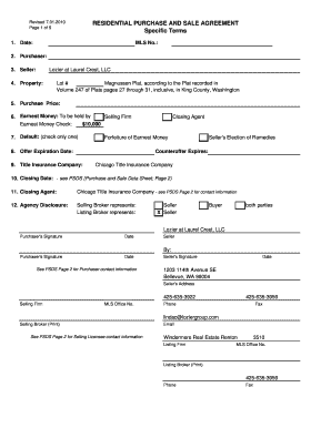 Residential Purchase and Sale Agreement