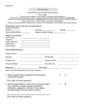 Prior Authorization Form for Savella