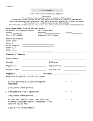 Prior Authorization for Cambia (MI88)