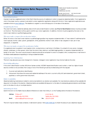 North Carolina State Absentee Ballot Request Form
