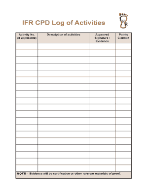 IFR CPD Log of Activities