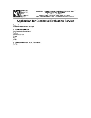 Application for Credential Evaluation Service