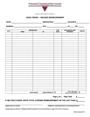 FCC Mileage Reimbursement FormJuly 2013-template