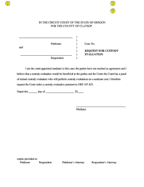 Request for Custody Evaluation