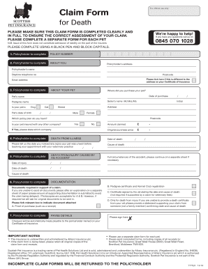 Pet Death Claim Form