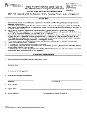 Change of Transfer on Death Beneficiary Form