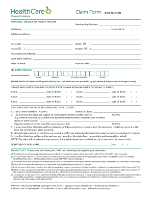 HealthcarePlus Claim Form