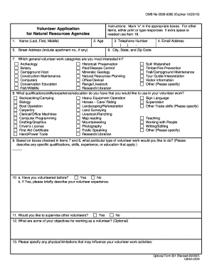 USDA-USDI Volunteer Application Form