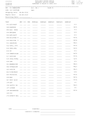 Proficiency Testing Service Chemistry Report