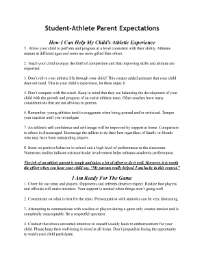 Student-Athlete Parent Expectations Agreement