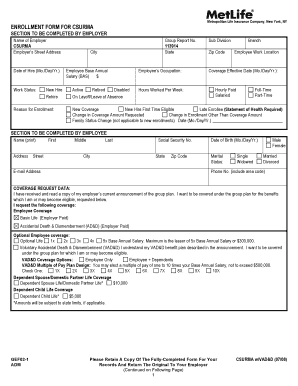 CSURMA Employee Enrollment Form