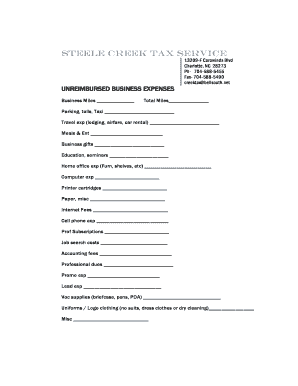 Unreimbursed Business Expenses Form