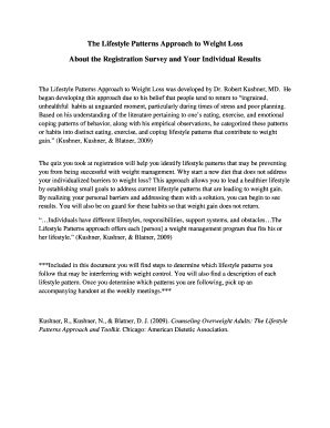 Lifestyle Patterns Weight Loss Survey