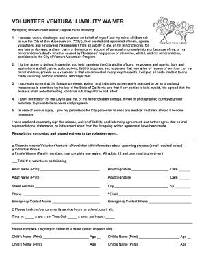 Volunteer Ventura Liability Waiver