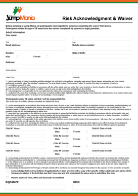 Jump Mania Risk Acknowledgment & Waiver