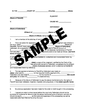 Affidavit for Alimony Payment Enforcement