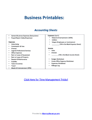 Business Expense Tracking Sheets