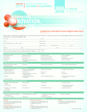 SLAS2016 Conference and Short Course Registration Form