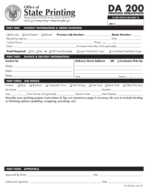 Louisiana State Printing Requisition