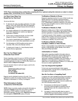 USCIS Privacy Act Request Form G-639