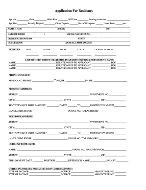 Application For Residency