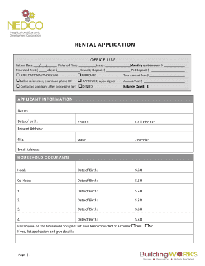 Fillable Online nedcocdc Prorated Rent ( Fax Email Print - pdfFiller