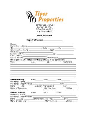 Rental Application Form