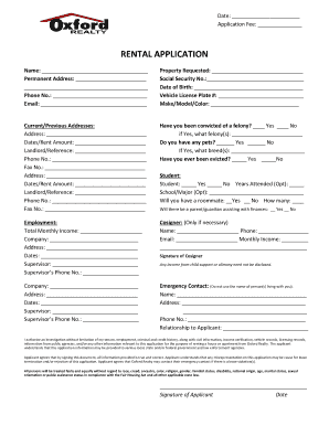 Rental Application Form