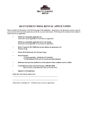 BATTLEMENT MESA bRENTAL APPLICATIONb