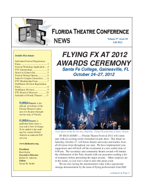 Florida Theatre Conference Festival Registration Form
