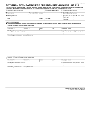 Optional Application for Federal Employment